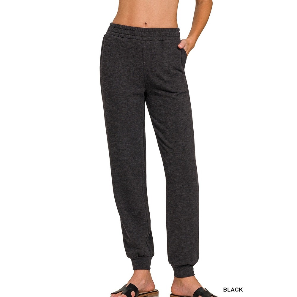 Zenana Jogger Pants Women Small Black NWOT Cotton Slub CP-2537Y Casual